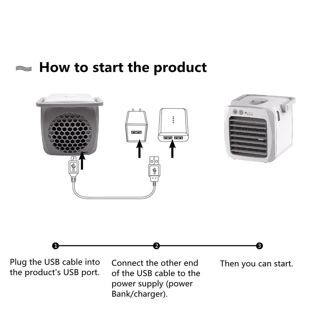 Μίνι Φορητό USB Air Cooler - Κλιματιστικό - Υγραντήρας με Τεχνολογία Εξάτμισης 3 σε 1 με 3 Ταχύτητες & Χειρολαβή